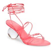 Cult Gaia Su Strappy Lace-Up Sandals Heels Blossom Pink Acrylic Heel NEW Size 41