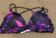 Womens VS PINK Victoria’s Secret Purple Pink Push-Up Bikini Swim Top Size Large