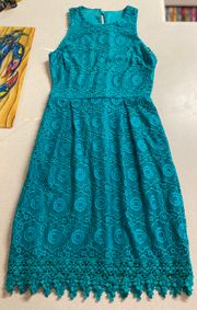 Teal Crochet Dress