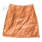 Nine West Cognac faux leather mini skirt size 2 NWT