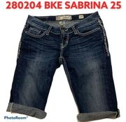 💚 BKE Sabrina 25 shorts cutoff blue‎ women 280204