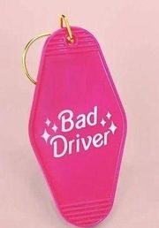 Barbiecon Bad Driver Pink Vintage Style Motel Keychain Retro New Gag Gift