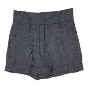 3.1 Phillip Lim Black Linen Blend Pinstripe High-Rise Paper Bag Shorts Size 8