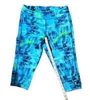 Champion tie dyed turquoise green and black cropped yoga pants