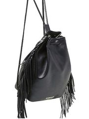 Y2k Victoria’s Secret Black Faux Leather Drawstring Tassel Backpack