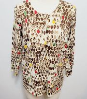 Evan Picone silk blend neutral bubble print cardigan size large