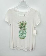 Crown & Ivy Authentic Tee sequined embellished pineapple crew short sleeve NEW