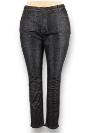 ModCloth Pants Metal Dipped and Dapper Skinny Jeans Black Silver Plus Size 26W