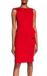 NWT Akris Punto Cranberry red ruffle sheath dress sz 4