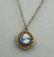 Vintage 1/20th 12K GF blue white cameo necklace