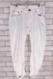 One x One Teaspoon Saints White Baggy Bow Leg Distressed Roll Cuff Jeans Size 27