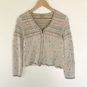 Vintage Rainbow Embroidered Zip Front Sweater