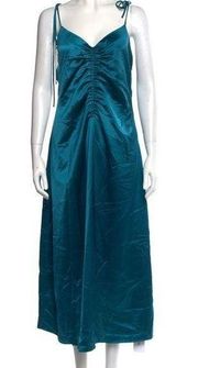 Jason Wu Ruched Satin Midi Tie Straps Dress