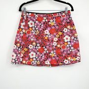 Victoria Beckham Red Floral Mini Skirt Size 6