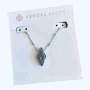 Kendra Scott Silver Rhodium Beaded Necklace in Platinum Drusy Short Rare NWT $70