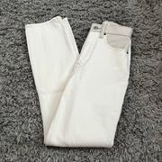 Abercrombie and Fitch Cream and Leather 90s Straight Leg Pants size 23 000