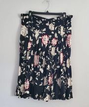 Kate Hill Floral Print Pleated Midi Maxi Skirt XL