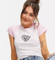 New Look  pink leopard heart y2k baby tee 8