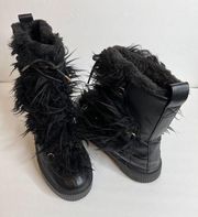 H&M Black Faux Shearling-lined Winter Boots Sz 9.5