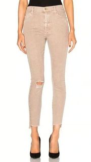 Stunner Zip Ankle Step Fray Distressed Skinny Jeans in Sand Size 26 $215