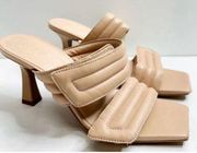 Abound Sandals Size 4 Qarly Heeled Tan Square Toe Slip On Heels