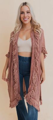 Sun Bleached Kimono With Fringe 