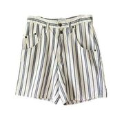 Vintage Y2K High waisted Arizona Navy Striped Denim Jean Shorts. Size 9