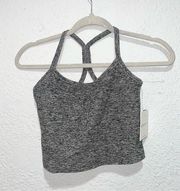 Spacedye Slim Racerback Cropped Tank in Black White Heathered Medium