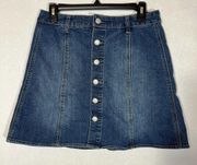 Denim Mini Skirt - Dark Wash Jean Skirt Front Buttons Women 6 Mossimo