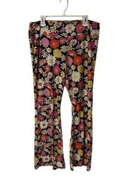 no boundaries Xxl Wide Leg High Rise Floral Pink Pull On Pants 70s Hippies Cute