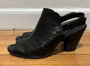 Paul Green Black Leather Peep Toe Heeled Bootie Size 6