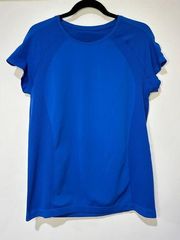 Sweaty Betty London Athlete Seamless Workout T-Shirt Aquatic Blue Size XL NWT