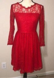 Juicy Couture Delicate Lace Sheer Layered Party Dress Lipstick Red Size 2