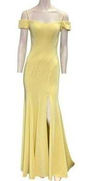 Dave and Johnny Off-the-shoulder Prom Maxi Gown Light Yellow Size 2 NWT