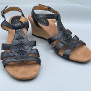 Life Stride size 8.5 strappy faux cork wedge sandal