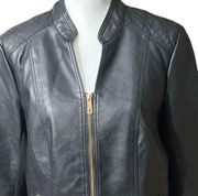 Kenneth Cole Moto Black Faux Leather Jacket Sz M