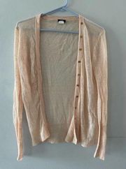 J.Crew Linen Island Cardigan Lightweight Loose Knit Sheer Peach XS