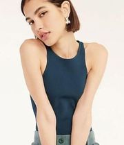 J. Crew Supersculpt Racerback Ribbed Sweater Tank Top in Deep Midnight