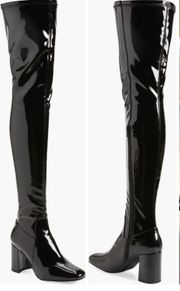 'Cienega' Over the Knee Boot Black Crinkle Patent party stylish