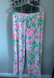 Lilly Pulitzer XL Lorena Breezy Pink and Green Palazzo pants