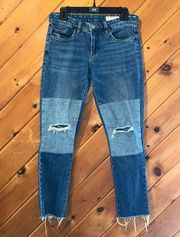 Blank NYC patchwork distressed tomboy jeans