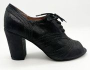 Eternity Black Open Toe Lace Up Heeled Oxfords Women’s 9