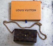 Authentic Louis Vuitton Sarah classic monogram canvas wallet on chain crossbody