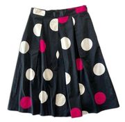 Talbots Women's 6 Black Polka Dot Retro Pleated Skirt Pink White Cute Goth Glam