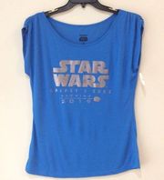 Disney Star Wars Blue Ladies T-Shirt  Studios Galaxy's Edge Sz Med New Tee