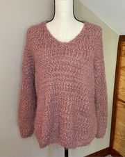 Altar’d State Mauve Pink Oversized Fuzzy Knit Sweater Medium Large