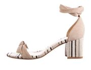 NEW Alexandre Birman Clarita Block Heel 60 Sandals in Suede Stripes