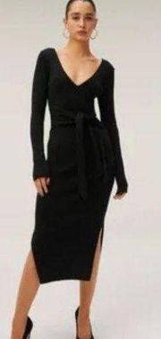 Good American long sleeve belted ribbed sweater dress size 1 NEW NWT