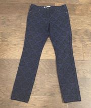 Blue and Black Printed Straight Leg Pants