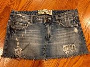 CELEBRITY Pink sexy denim distressed mini Skirt size 5 juniors